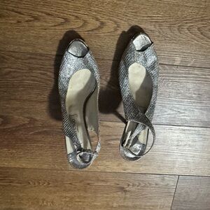 Jimmy Choo Elegant Silver Women's Shoes are a size 11.